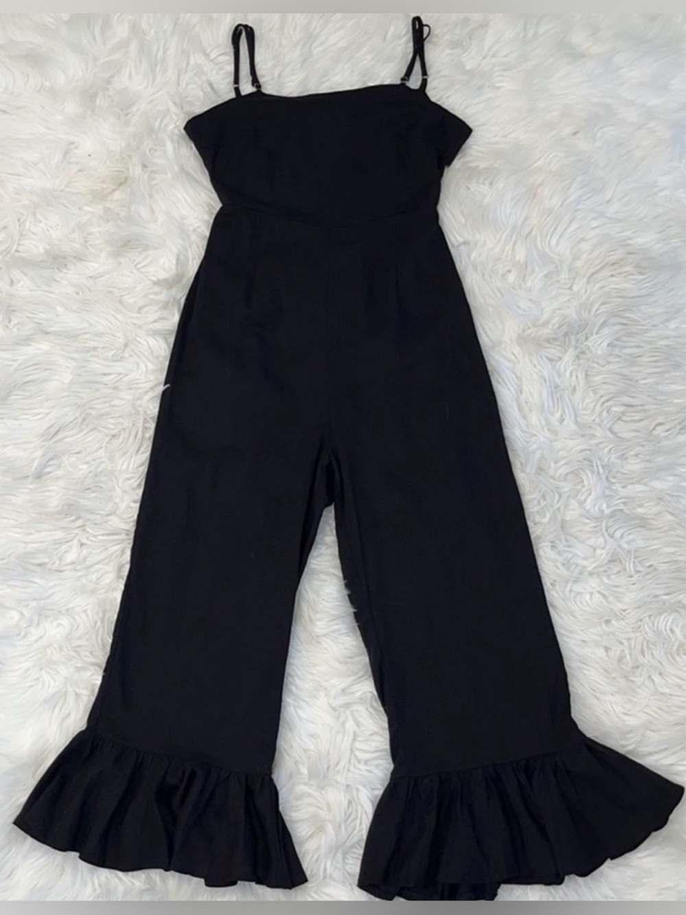 The Vintage Shop Black Ruffle Cropped Jumpsuit